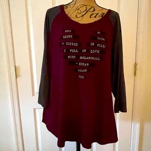 Torrid Edgar Allan Poe raglan t-shirt